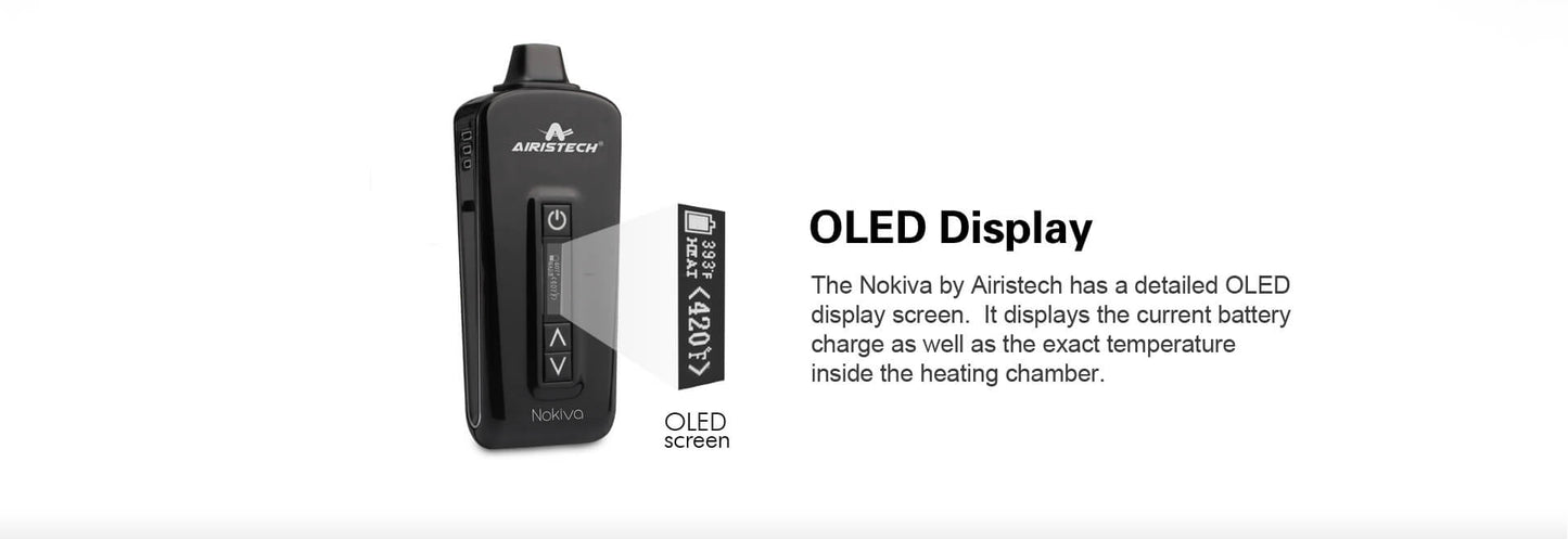 Airistech Herbva Nokiva Ultra Portable Dry Herb Vaporizer, Featuring OLED Screen, 2200mAh Battery, Fully Ceramic Chamber